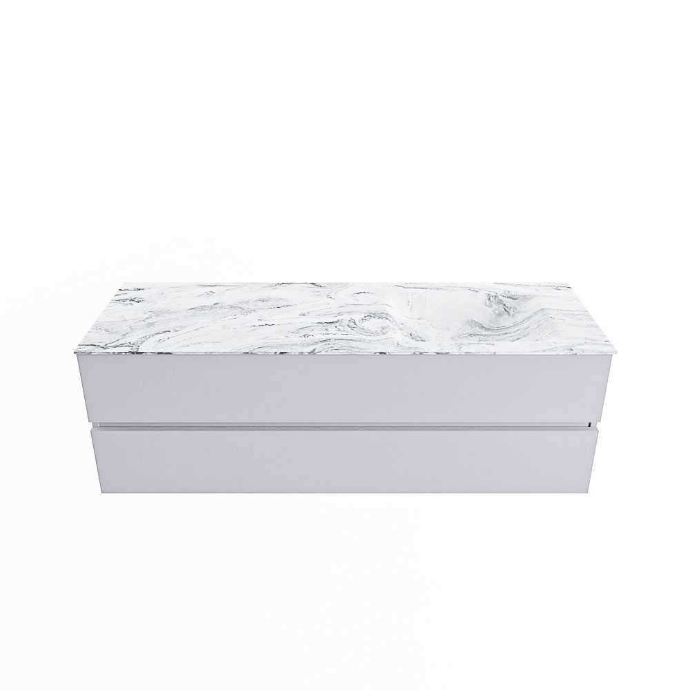 MONDIAZ VICA-DLUX 150cm badmeubel onderkast Cale 2 lades. Inbouw wastafel CLOUD rechts zonder kraangat, kleur Glace.