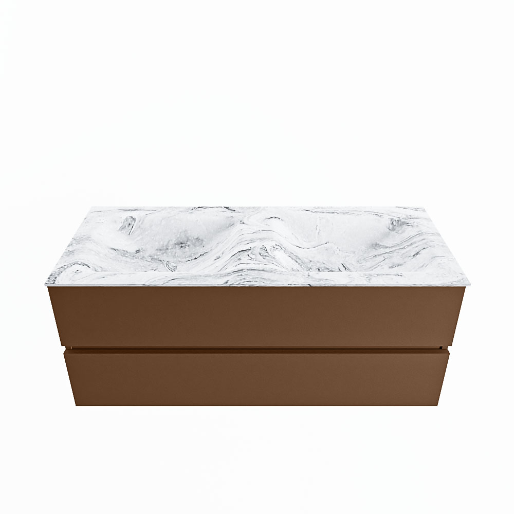 MONDIAZ VICA-DLUX 120cm badmeubel onderkast Rust 2 lades. Inbouw wastafel CLOUD dubbel 2 kraangaten, kleur Glace.