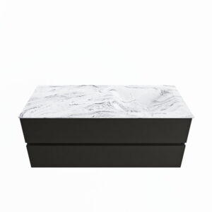 MONDIAZ VICA-DLUX 120cm badmeubel onderkast Urban 2 lades. Inbouw wastafel CLOUD rechts 1 kraangat, kleur Glace.