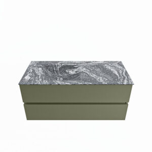MONDIAZ VICA-DLUX 110cm badmeubel onderkast Army 2 lades. Inbouw wastafel CLOUD links 1 kraangat, kleur Lava.