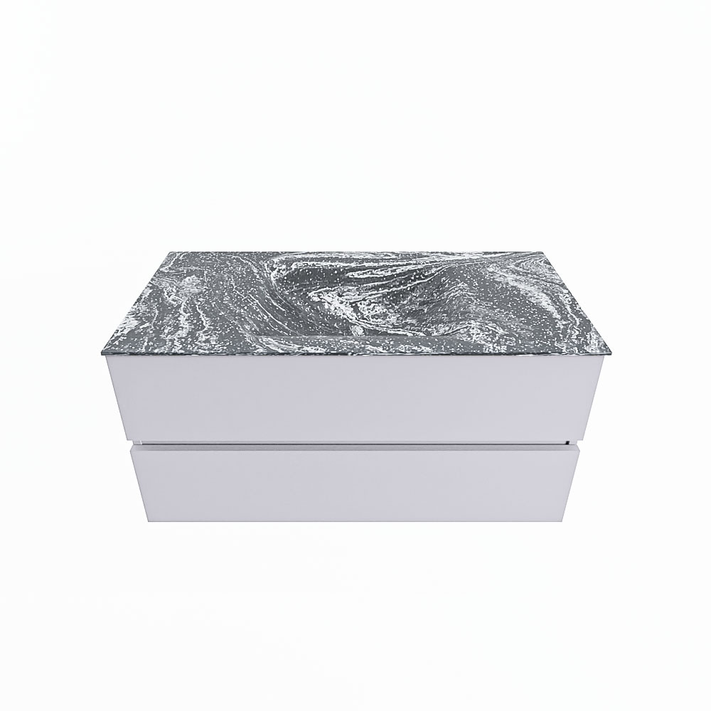 MONDIAZ VICA-DLUX 100cm badmeubel onderkast Cale 2 lades. Inbouw wastafel CLOUD midden zonder kraangat, kleur Lava.