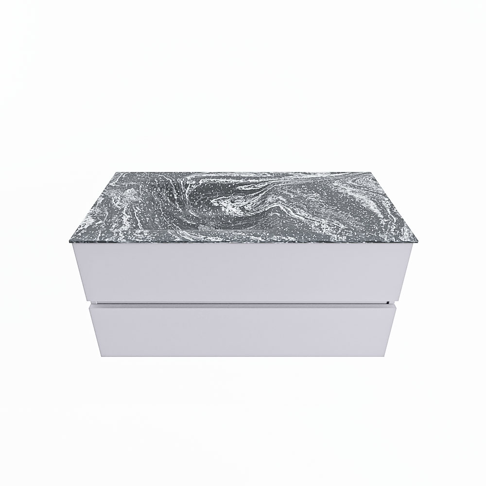 MONDIAZ VICA-DLUX 100cm badmeubel onderkast Cale 2 lades. Inbouw wastafel CLOUD links zonder kraangat, kleur Lava.