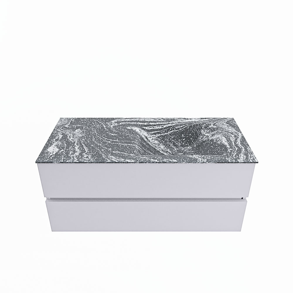 MONDIAZ VICA-DLUX 110cm badmeubel onderkast Cale 2 lades. Inbouw wastafel CLOUD rechts zonder kraangat, kleur Lava.