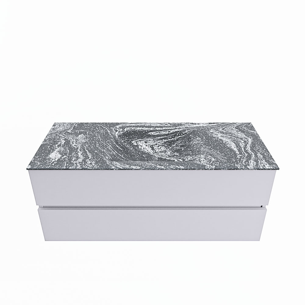 MONDIAZ VICA-DLUX 120cm badmeubel onderkast Cale 2 lades. Inbouw wastafel CLOUD midden 1 kraangat, kleur Lava.