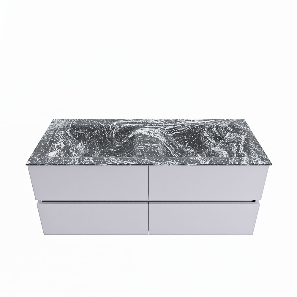 MONDIAZ VICA-DLUX 120cm badmeubel onderkast Cale 4 lades. Inbouw wastafel CLOUD dubbel zonder kraangat, kleur Lava.