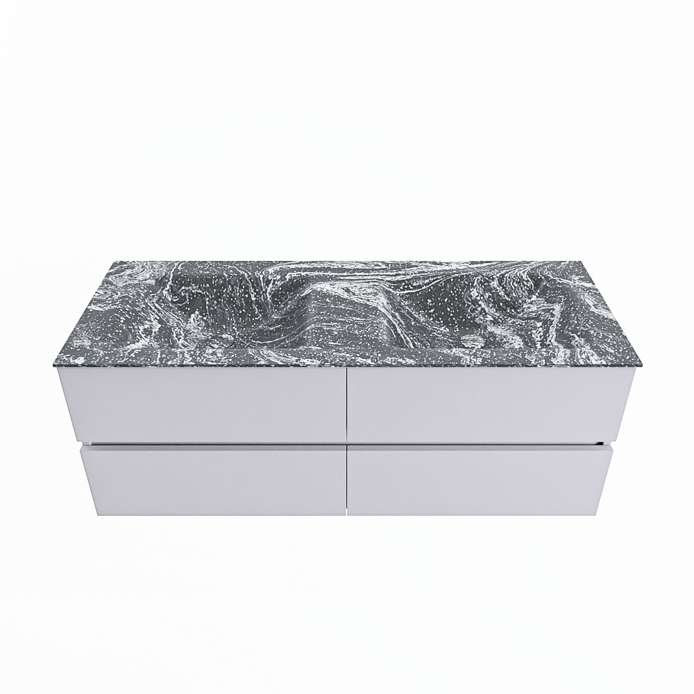 MONDIAZ VICA-DLUX 130cm badmeubel onderkast Cale 4 lades. Inbouw wastafel CLOUD dubbel 2 kraangaten, kleur Lava.