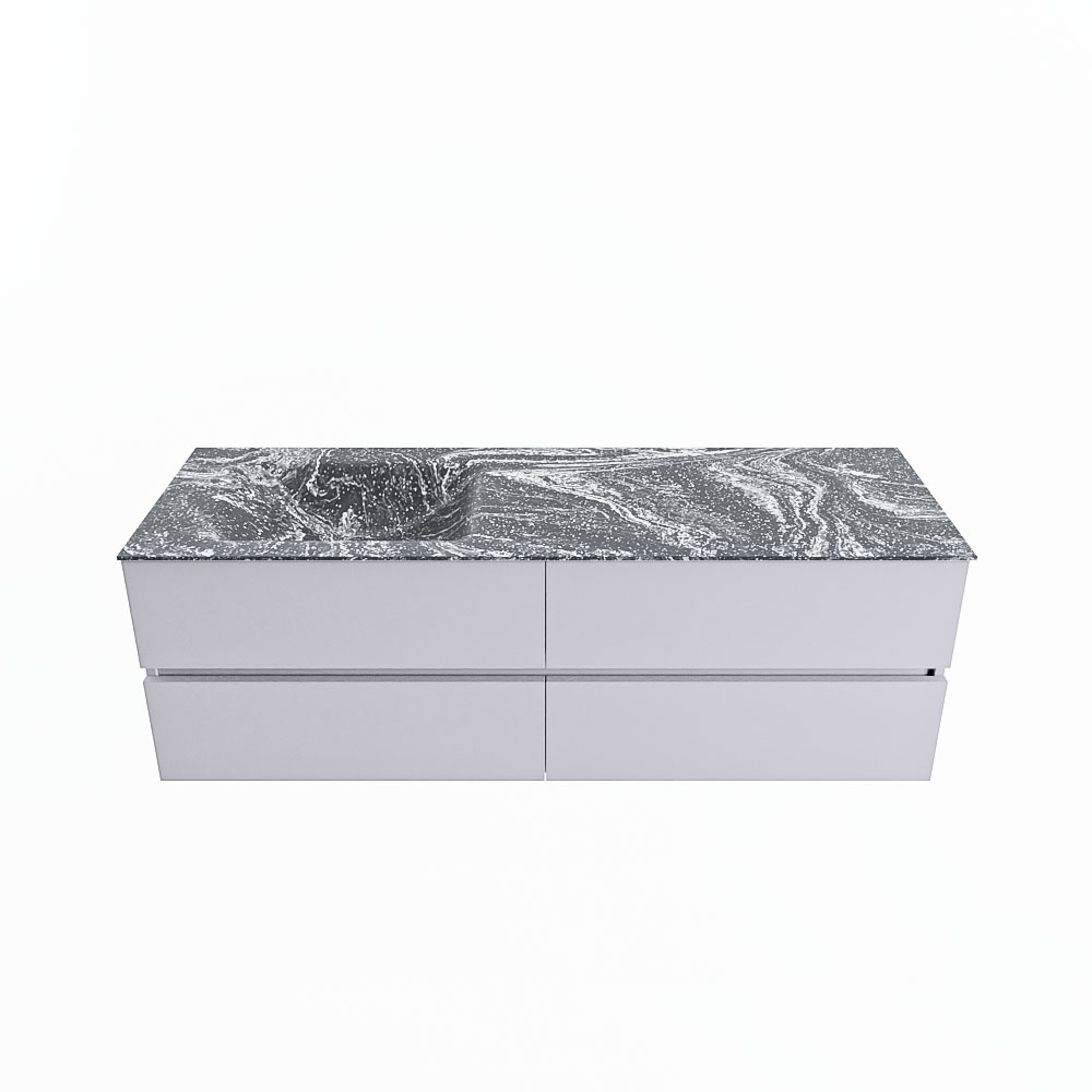 MONDIAZ VICA-DLUX 150cm badmeubel onderkast Cale 4 lades. Inbouw wastafel CLOUD links zonder kraangat, kleur Lava.