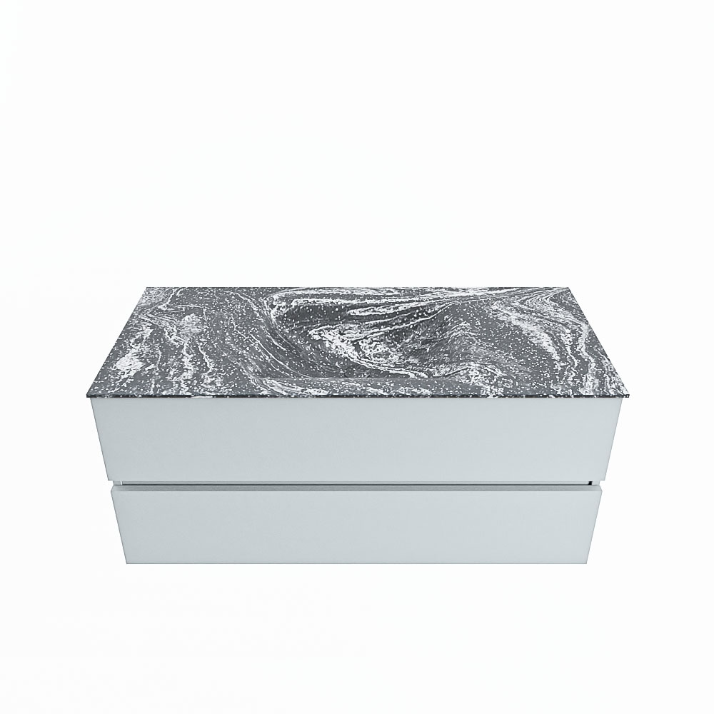 MONDIAZ VICA-DLUX 110cm badmeubel onderkast Clay 2 lades. Inbouw wastafel CLOUD midden 1 kraangat, kleur Lava.