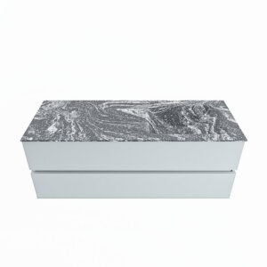 MONDIAZ VICA-DLUX 130cm badmeubel onderkast Clay 2 lades. Inbouw wastafel CLOUD rechts zonder kraangat, kleur Lava.