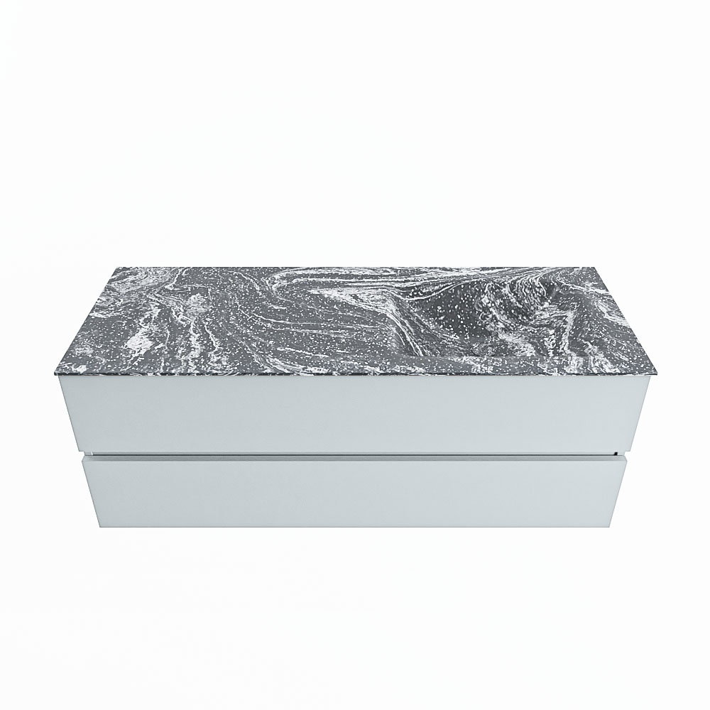 MONDIAZ VICA-DLUX 130cm badmeubel onderkast Clay 2 lades. Inbouw wastafel CLOUD rechts zonder kraangat, kleur Lava.