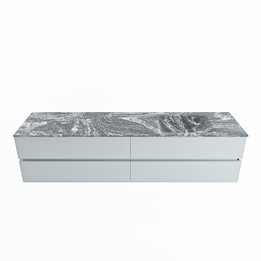 MONDIAZ VICA-DLUX 200cm badmeubel onderkast Clay 4 lades. Inbouw wastafel CLOUD rechts zonder kraangat, kleur Lava.