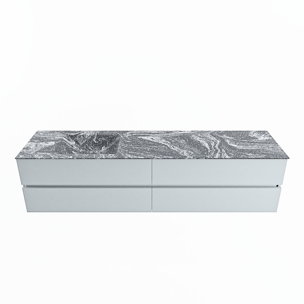 MONDIAZ VICA-DLUX 200cm badmeubel onderkast Clay 4 lades. Inbouw wastafel CLOUD links 1 kraangat, kleur Lava.