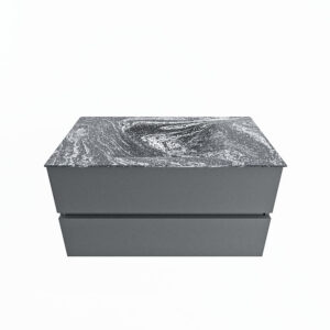 MONDIAZ VICA-DLUX 90cm badmeubel onderkast Plata 2 lades. Inbouw wastafel CLOUD midden 1 kraangat, kleur Lava.