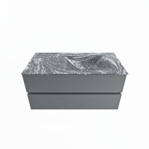 MONDIAZ VICA-DLUX 100cm badmeubel onderkast Plata 2 lades. Inbouw wastafel CLOUD rechts zonder kraangat, kleur Lava.