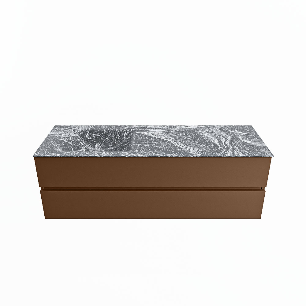 MONDIAZ VICA-DLUX 150cm badmeubel onderkast Rust 2 lades. Inbouw wastafel CLOUD links 1 kraangat, kleur Lava.