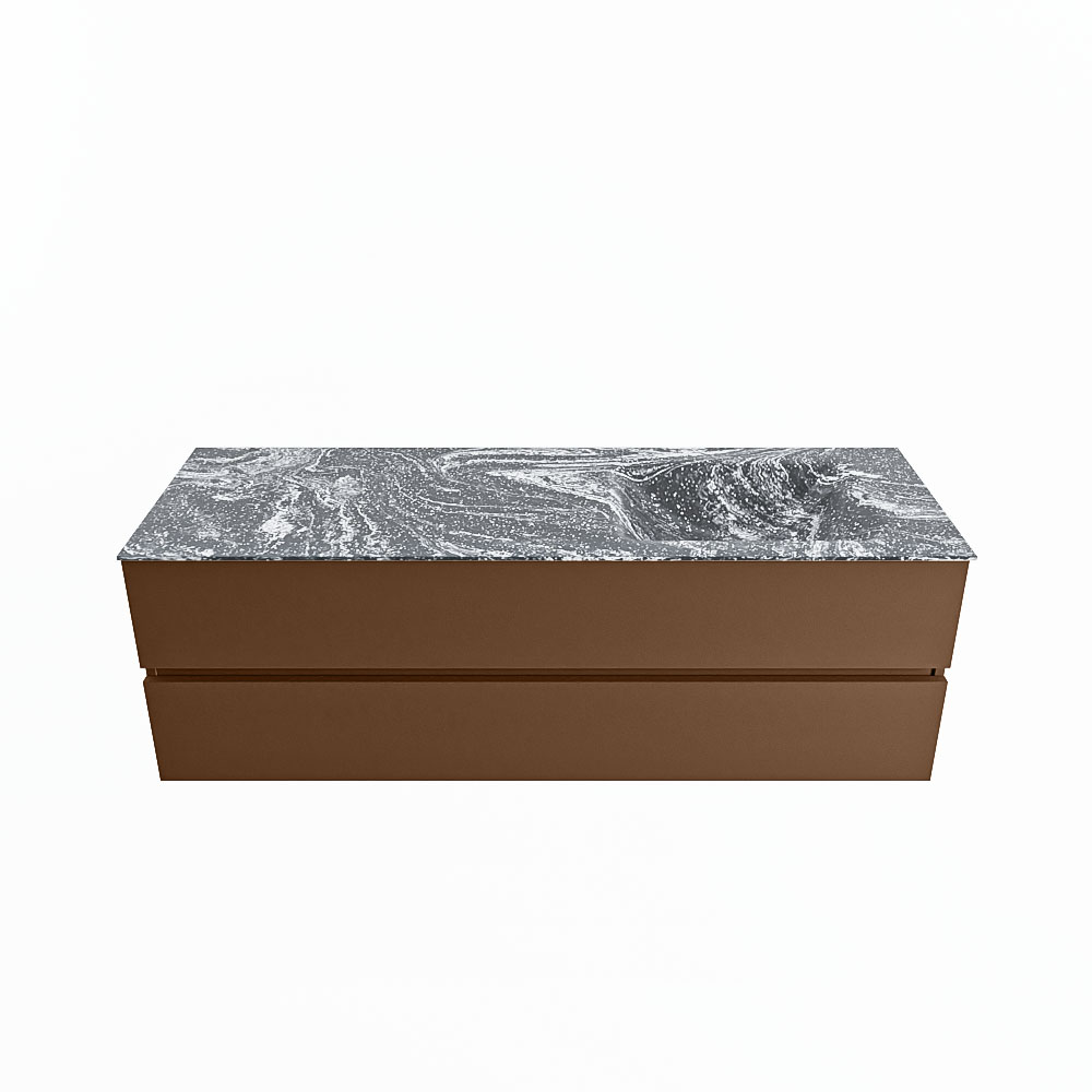MONDIAZ VICA-DLUX 150cm badmeubel onderkast Rust 2 lades. Inbouw wastafel CLOUD rechts 1 kraangat, kleur Lava.
