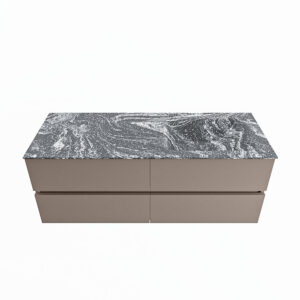 MONDIAZ VICA-DLUX 130cm badmeubel onderkast Smoke 4 lades. Inbouw wastafel CLOUD rechts 1 kraangat, kleur Lava.