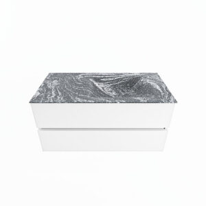 MONDIAZ VICA-DLUX 100cm badmeubel onderkast Talc 2 lades. Inbouw wastafel CLOUD rechts zonder kraangat, kleur Lava.