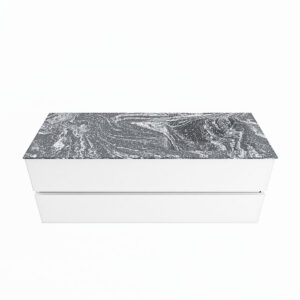MONDIAZ VICA-DLUX 130cm badmeubel onderkast Talc 2 lades. Inbouw wastafel CLOUD rechts 1 kraangat, kleur Lava.