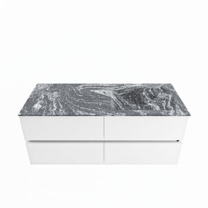 MONDIAZ VICA-DLUX 120cm badmeubel onderkast Talc 4 lades. Inbouw wastafel CLOUD rechts 1 kraangat, kleur Lava.