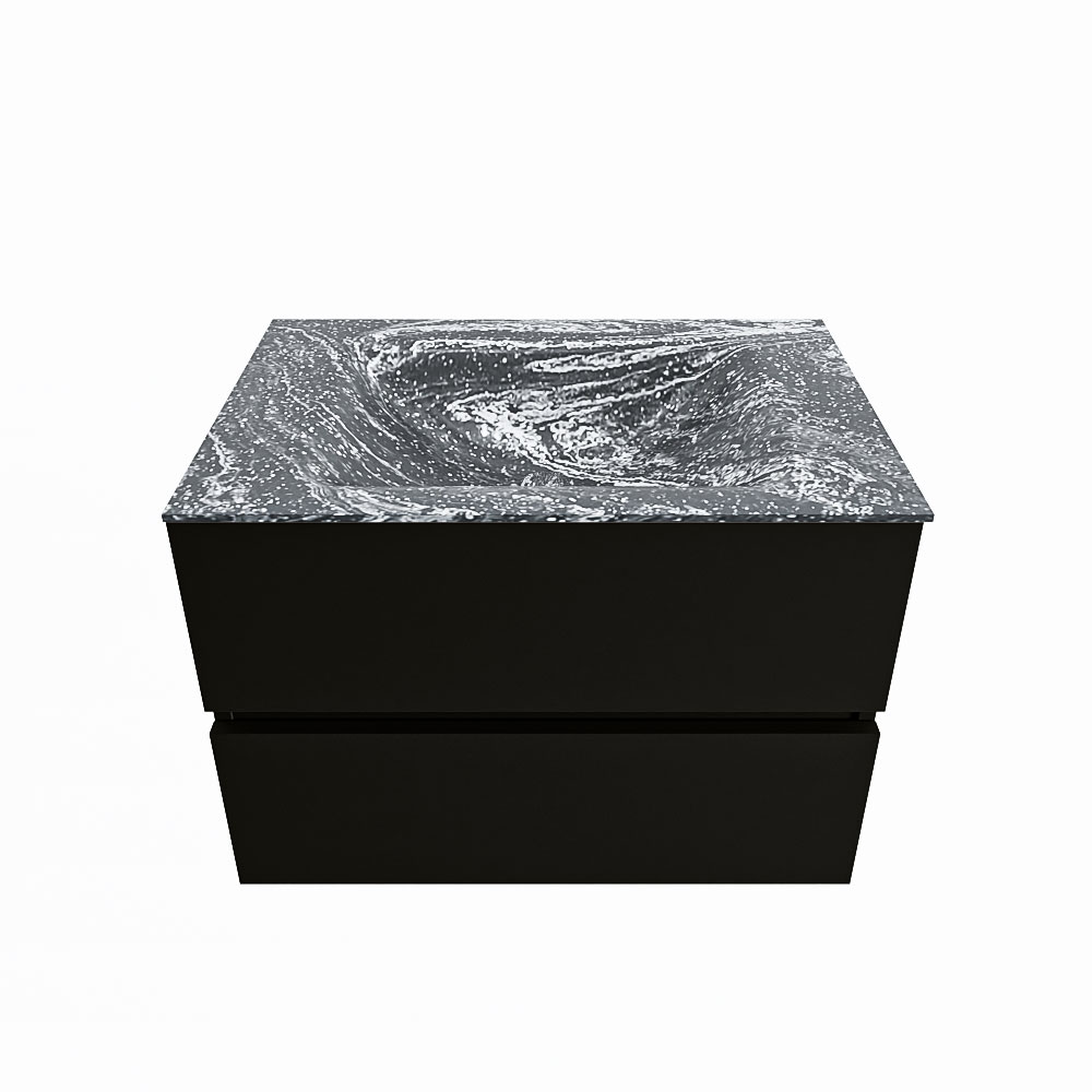 MONDIAZ VICA-DLUX 70cm badmeubel onderkast Urban 2 lades. Inbouw wastafel CLOUD midden zonder kraangat, kleur Lava.