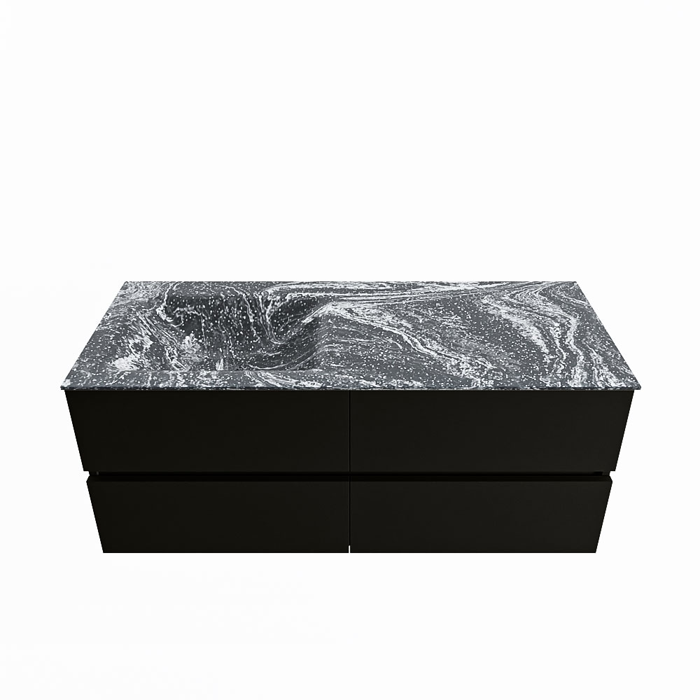 MONDIAZ VICA-DLUX 120cm badmeubel onderkast Urban 4 lades. Inbouw wastafel CLOUD links 1 kraangat, kleur Lava.