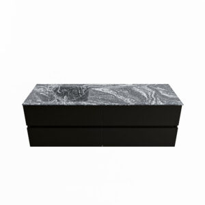 MONDIAZ VICA-DLUX 150cm badmeubel onderkast Urban 4 lades. Inbouw wastafel CLOUD links 1 kraangat, kleur Lava.