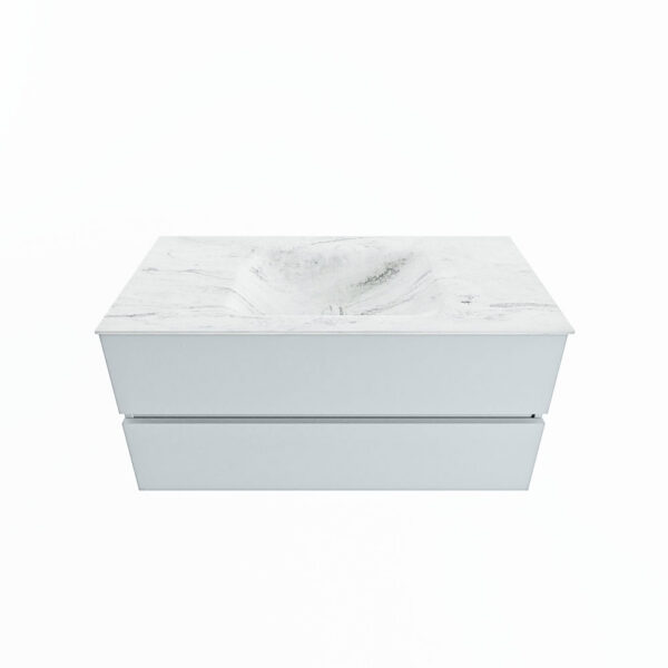 MONDIAZ VICA-DLUX 100cm badmeubel onderkast Clay 2 lades. Inbouw wastafel CLOUD midden 1 kraangat, kleur Opalo.