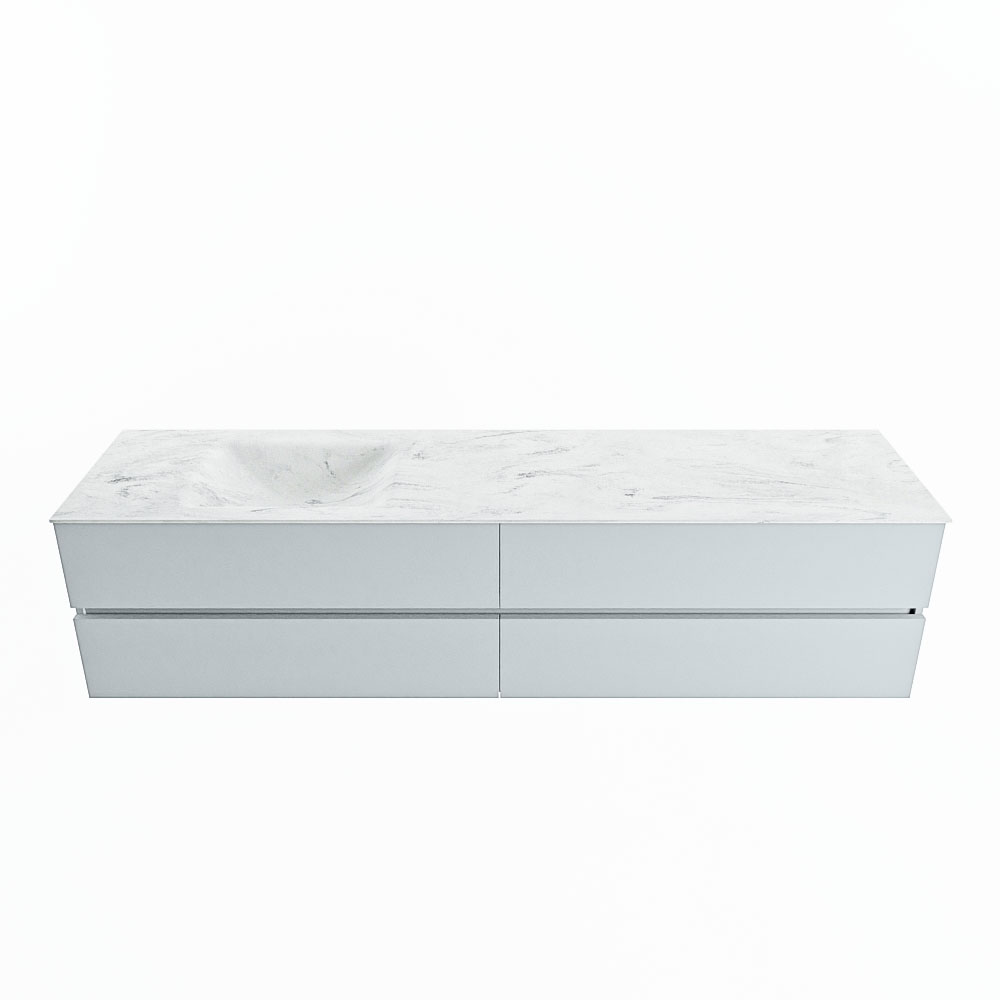 MONDIAZ VICA-DLUX 200cm badmeubel onderkast Clay 4 lades. Inbouw wastafel CLOUD links 1 kraangat, kleur Opalo.