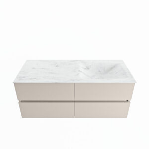 MONDIAZ VICA-DLUX 120cm badmeubel onderkast Linen 4 lades. Inbouw wastafel CLOUD rechts zonder kraangat, kleur Opalo.