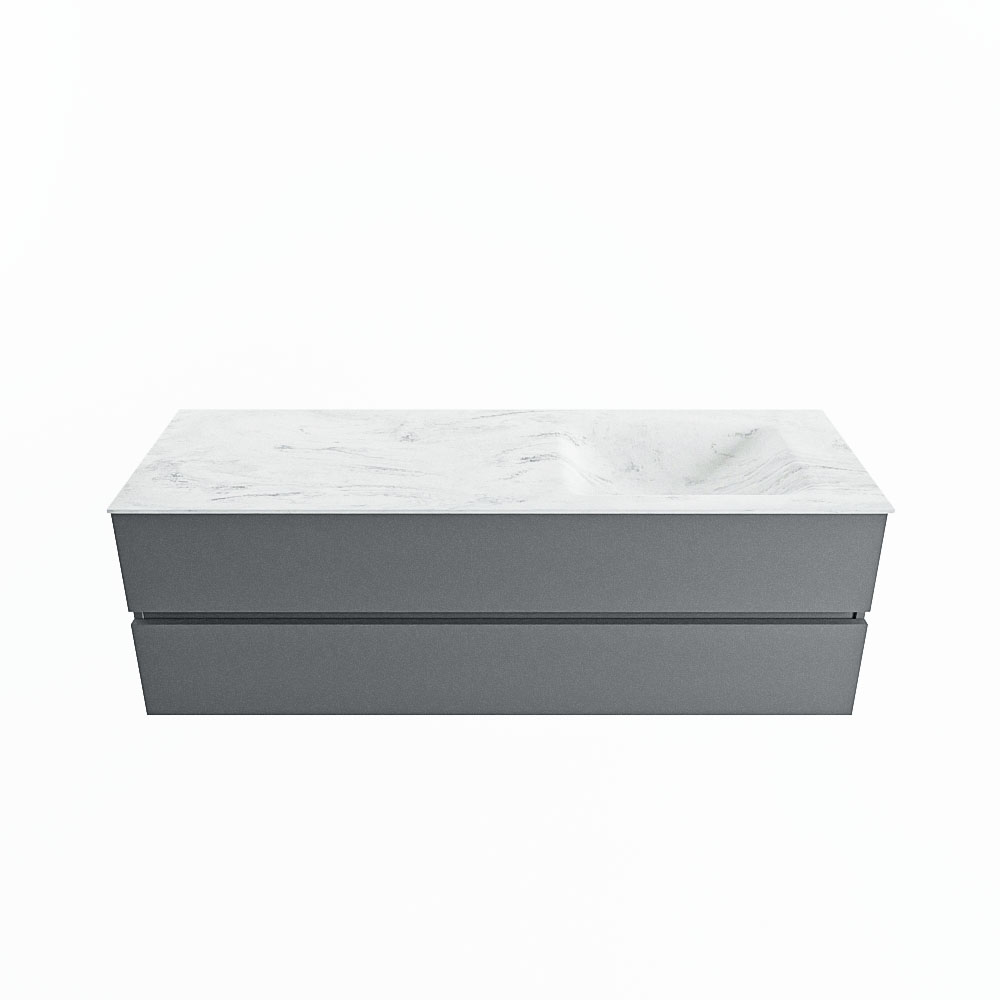 MONDIAZ VICA-DLUX 150cm badmeubel onderkast Plata 2 lades. Inbouw wastafel CLOUD rechts 1 kraangat, kleur Opalo.