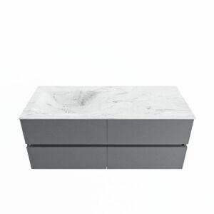 MONDIAZ VICA-DLUX 120cm badmeubel onderkast Plata 4 lades. Inbouw wastafel CLOUD links zonder kraangat, kleur Opalo.