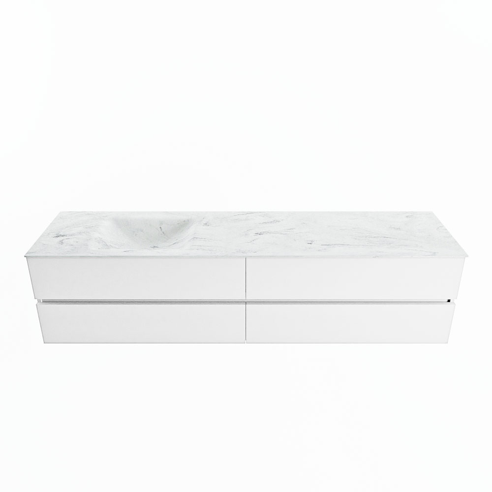 MONDIAZ VICA-DLUX 200cm badmeubel onderkast Talc 4 lades. Inbouw wastafel CLOUD links zonder kraangat, kleur Opalo.