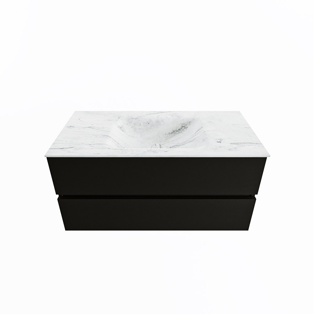 MONDIAZ VICA-DLUX 100cm badmeubel onderkast Urban 2 lades. Inbouw wastafel CLOUD midden 1 kraangat, kleur Opalo.