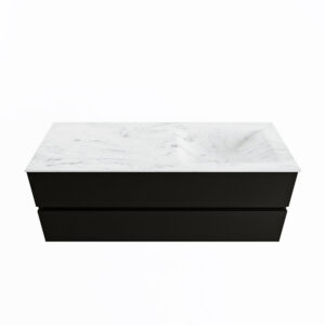 MONDIAZ VICA-DLUX 130cm badmeubel onderkast Urban 2 lades. Inbouw wastafel CLOUD rechts zonder kraangat, kleur Opalo.