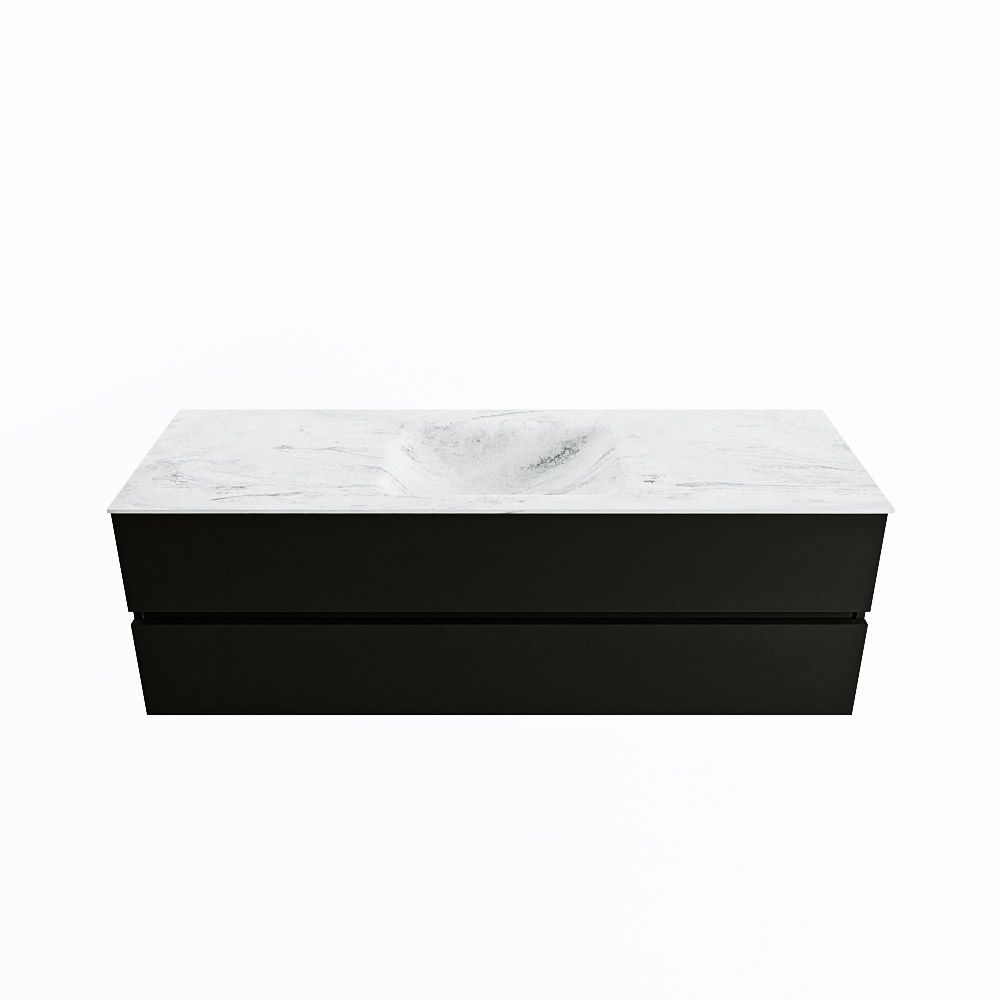 MONDIAZ VICA-DLUX 150cm badmeubel onderkast Urban 2 lades. Inbouw wastafel CLOUD midden 1 kraangat, kleur Opalo.