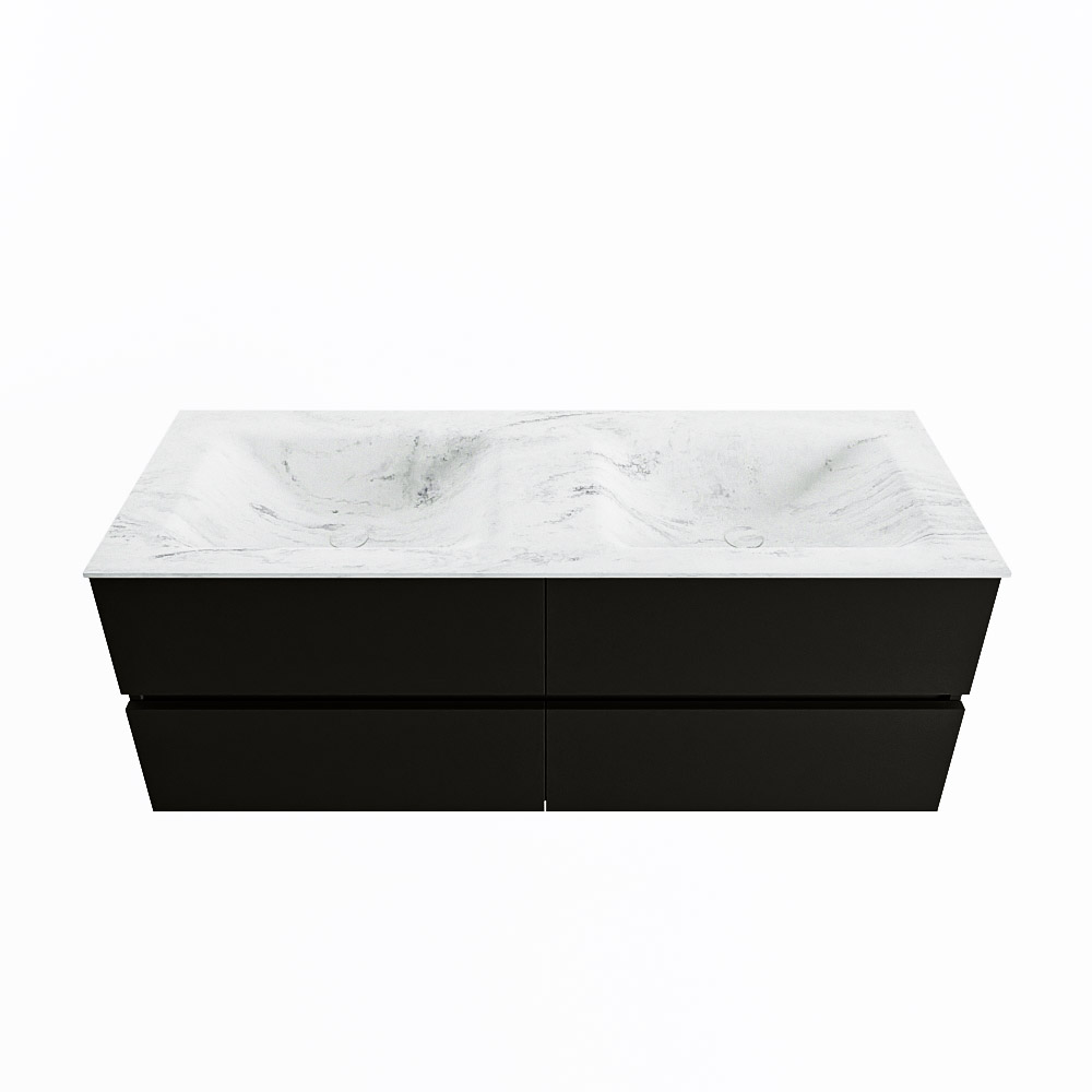 MONDIAZ VICA-DLUX 130cm badmeubel onderkast Urban 4 lades. Inbouw wastafel CLOUD dubbel 2 kraangaten, kleur Opalo.