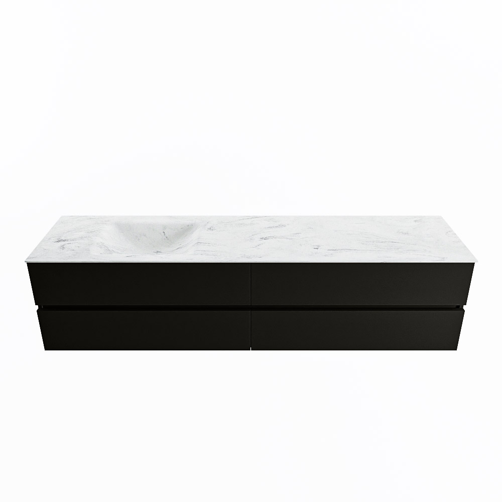 MONDIAZ VICA-DLUX 200cm badmeubel onderkast Urban 4 lades. Inbouw wastafel CLOUD links zonder kraangat, kleur Opalo.