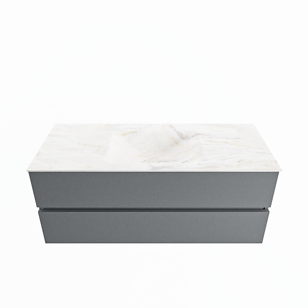 MONDIAZ VICA-DLUX 120cm badmeubel onderkast Plata 2 lades. Inbouw wastafel CLOUD midden 1 kraangat, kleur Ostra.