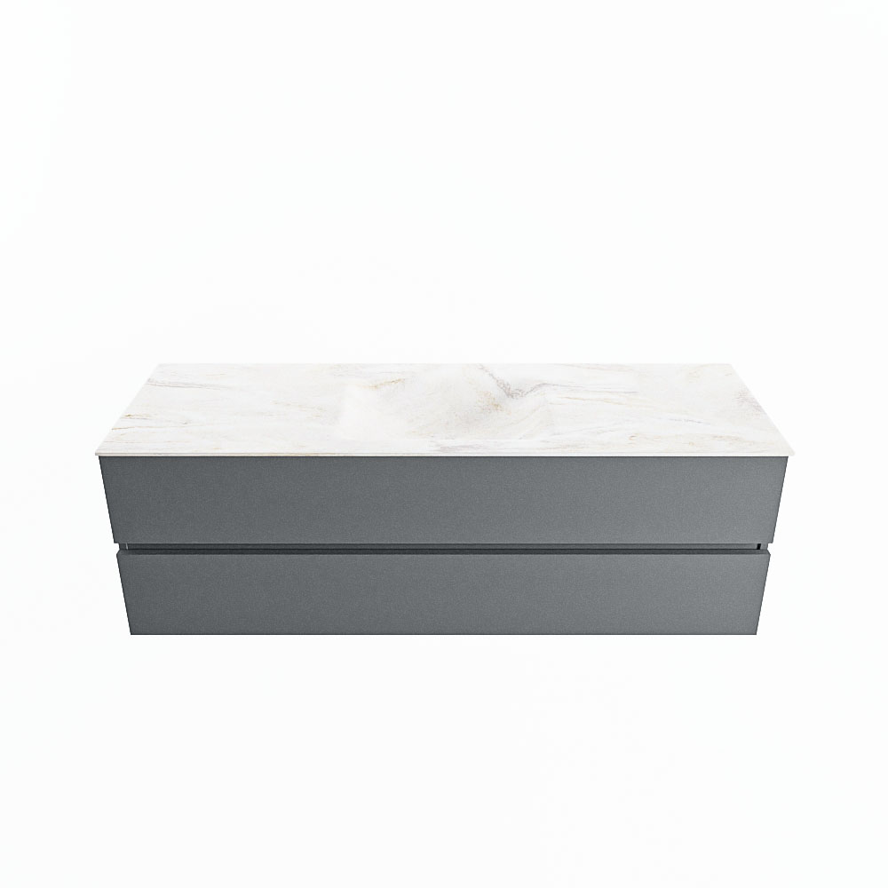 MONDIAZ VICA-DLUX 150cm badmeubel onderkast Plata 2 lades. Inbouw wastafel CLOUD midden 1 kraangat, kleur Ostra.