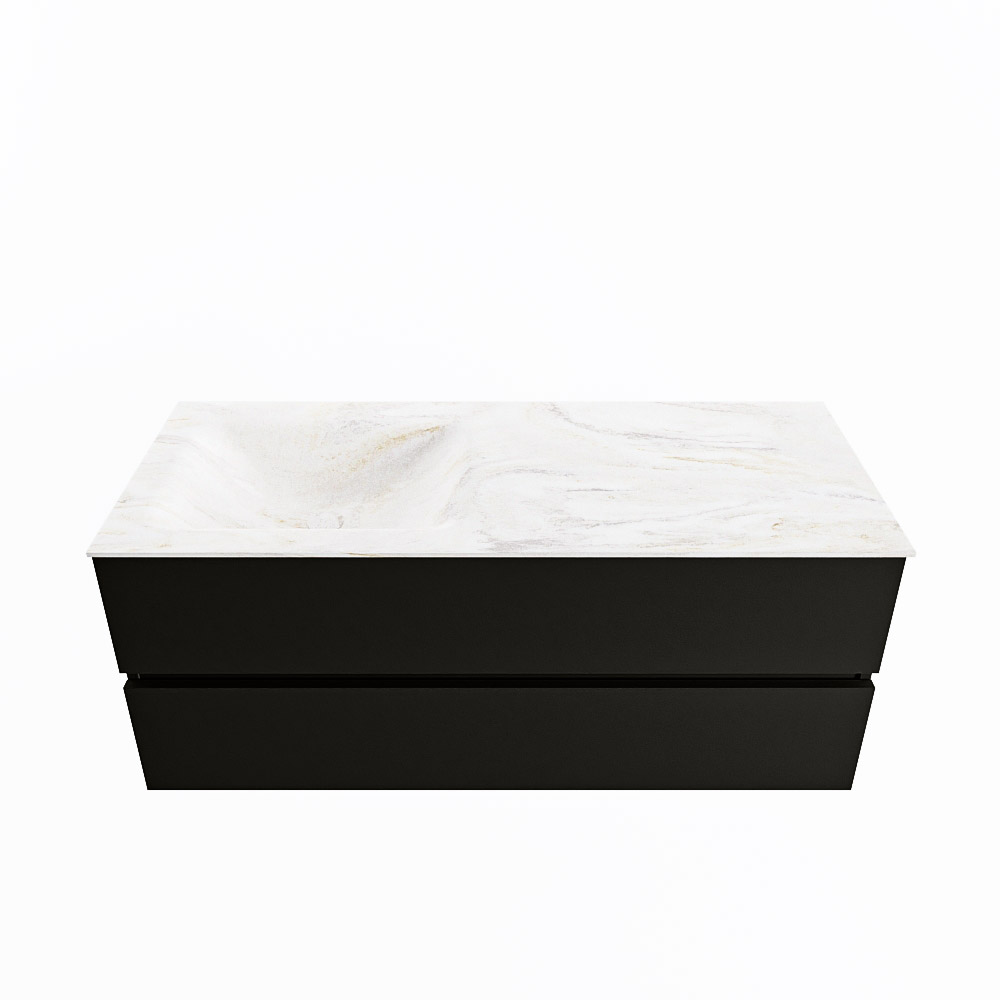 MONDIAZ VICA-DLUX 120cm badmeubel onderkast Urban 2 lades. Inbouw wastafel CLOUD links 1 kraangat, kleur Ostra.