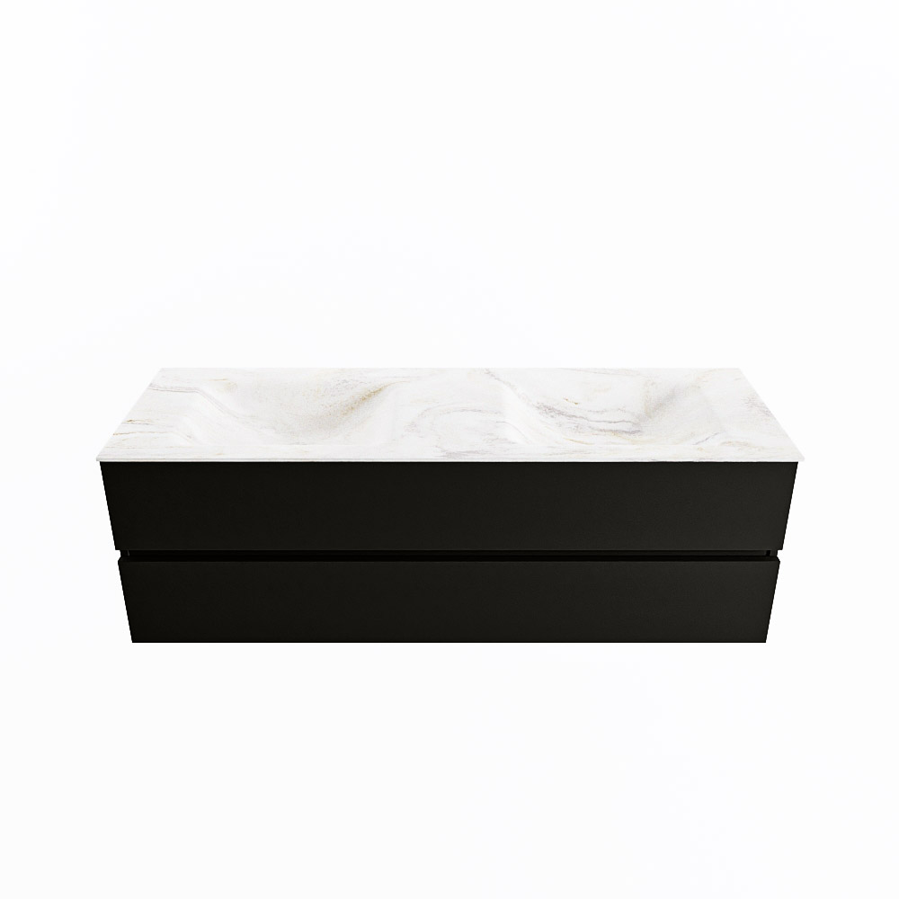 MONDIAZ VICA-DLUX 150cm badmeubel onderkast Urban 2 lades. Inbouw wastafel CLOUD dubbel 2 kraangaten, kleur Ostra.
