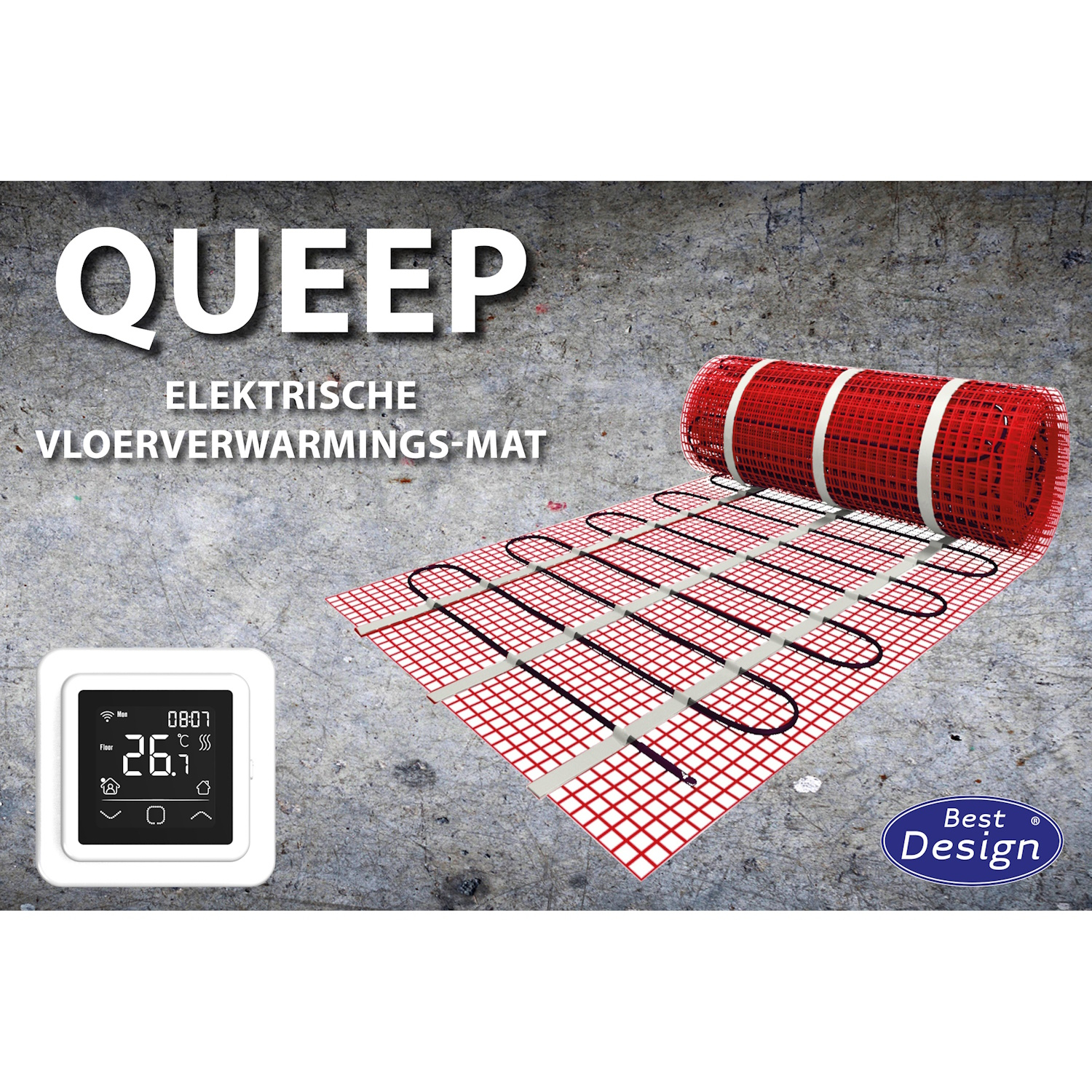 Vloerverwarming Best Design Queep Elektrische Vloerverwarmingsmat 4.5m2 (675 Watt)