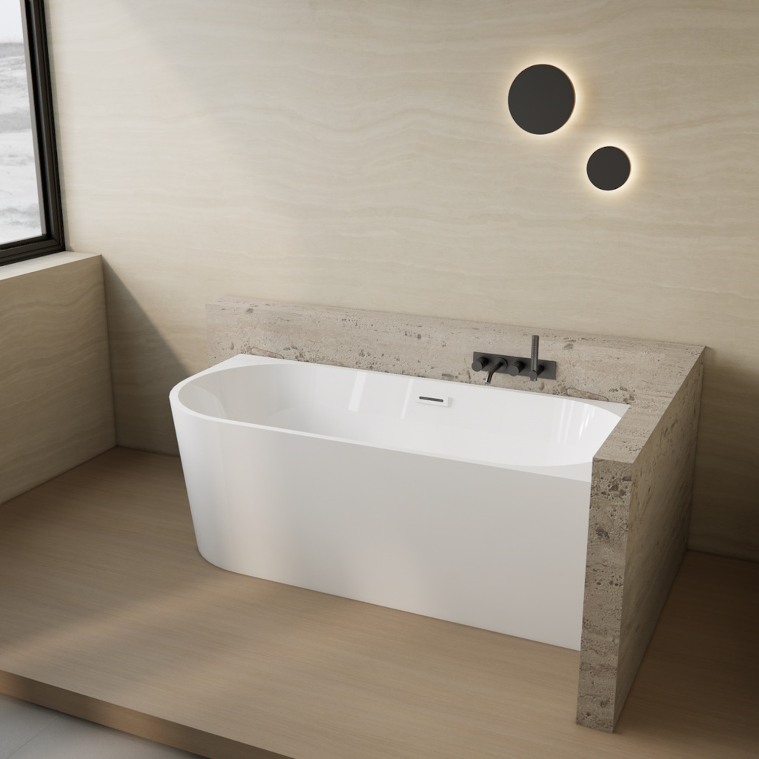 Half Vrijstaand Hoekbad BWS Danielle Rechts 180x80 Wit