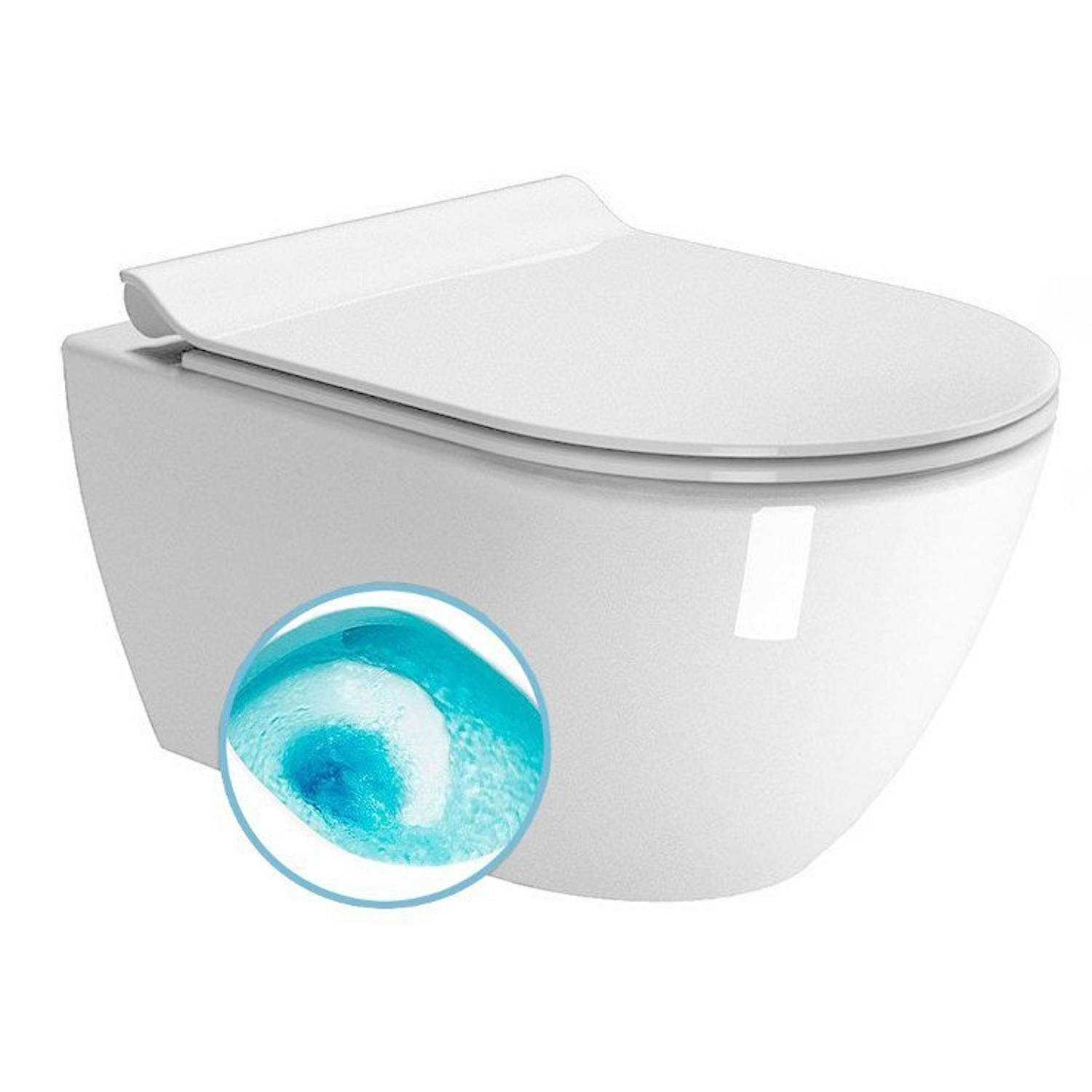 Wand Toilet Swirlflush Sapho Pura 36x55 cm ExtraGlaze Wit