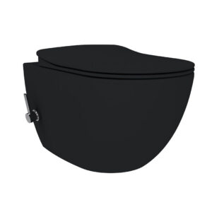 Wandcloset BWS Rimoff Ophang toilet met bidetkraan Warm en Koud Water Mat Zwart (Exclusief zitting)