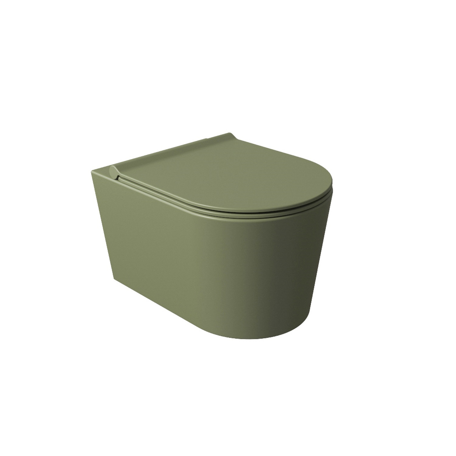 Wandcloset Salenzi Civita 50x35x36.5cm Keramiek Rimless Mat Legergroen (incl. zitting)