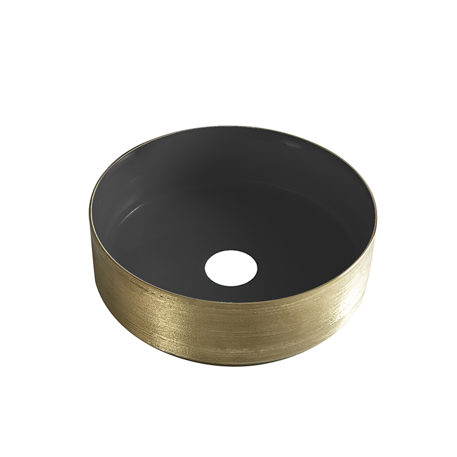 Waskom BWS Dink 36x36 Cm Rond Geborsteld Goud / Mat Zwart
