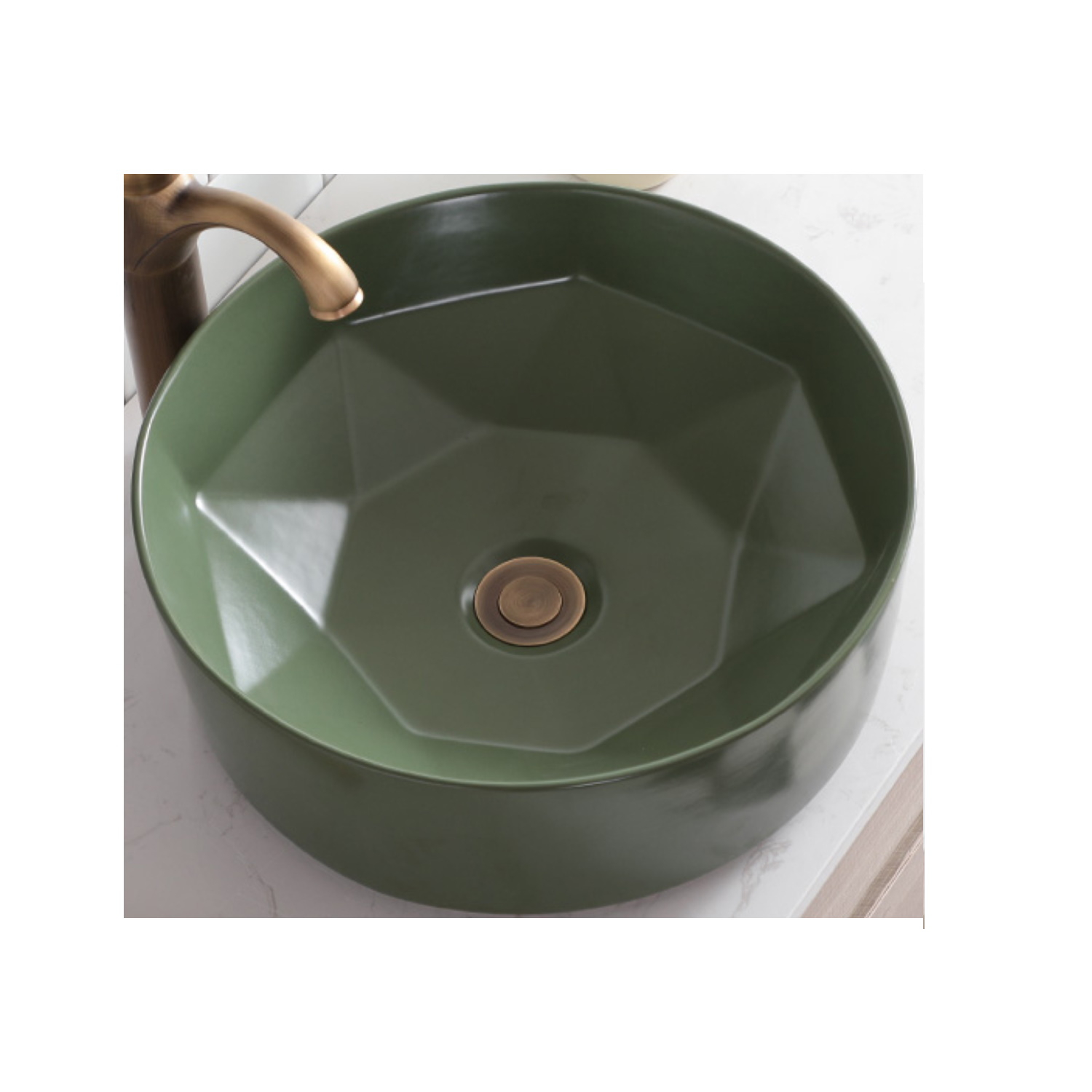 Waskom Opbouw Rond BWS Evita 40x14,5 cm Mat Groen