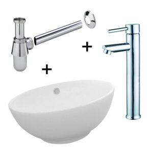 Waskomset Budget complete set met kraan, waskom en sifon